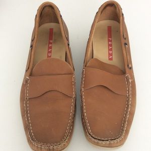 Prada brown leather loafers
